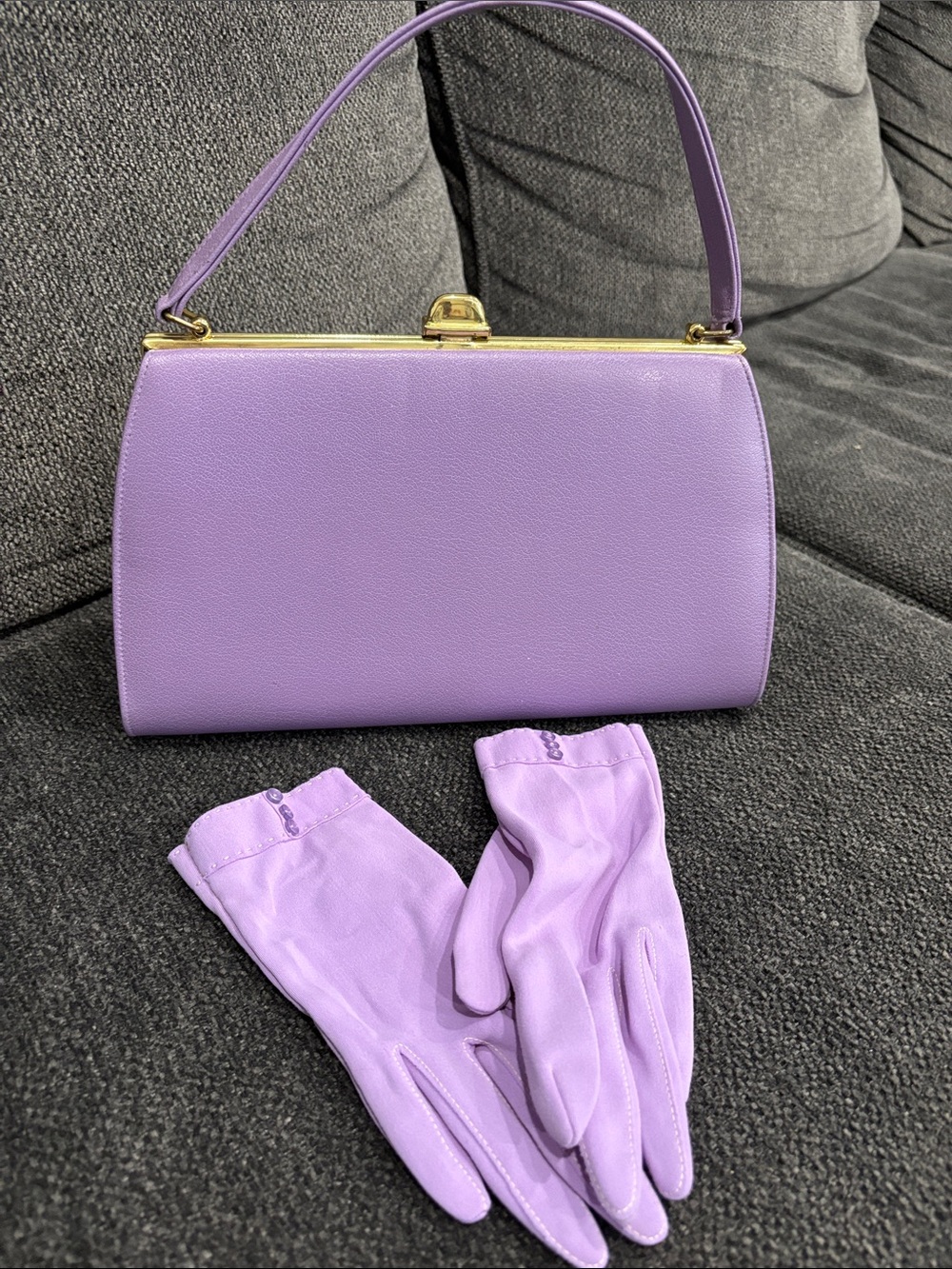 Vintage Lavender Gold Snap Close Purse Top Handle Miss America By Smartaire USA